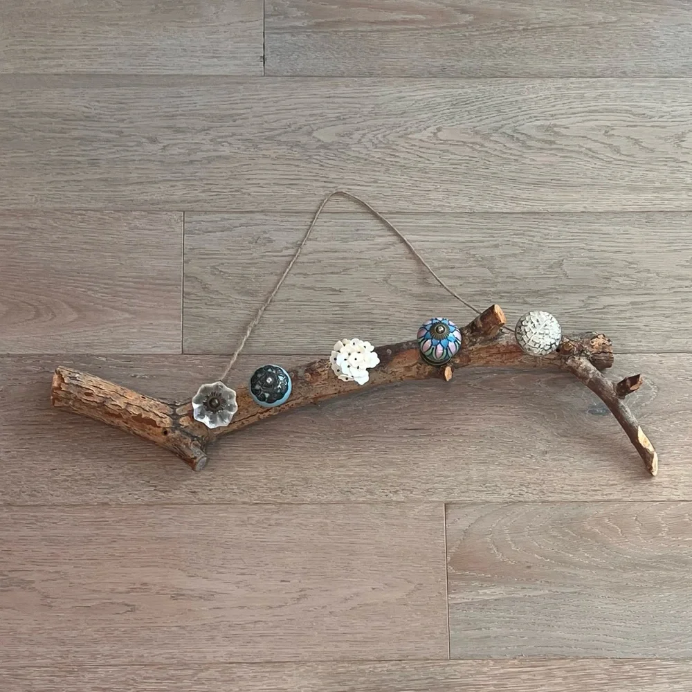 Hand Made Unique Jewelry/Hat Hanger Rack from Tree Branch and Knobs